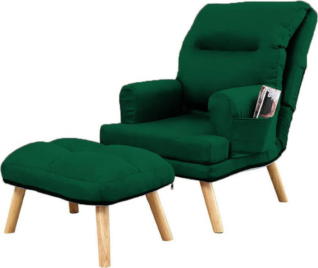 Liegesessel Sessel Relaxsessel Memo mit Fußhocker Rückenlehne 5-stufig einstellbar Farbe: Amor Velvet 4311 – dunkelgrün