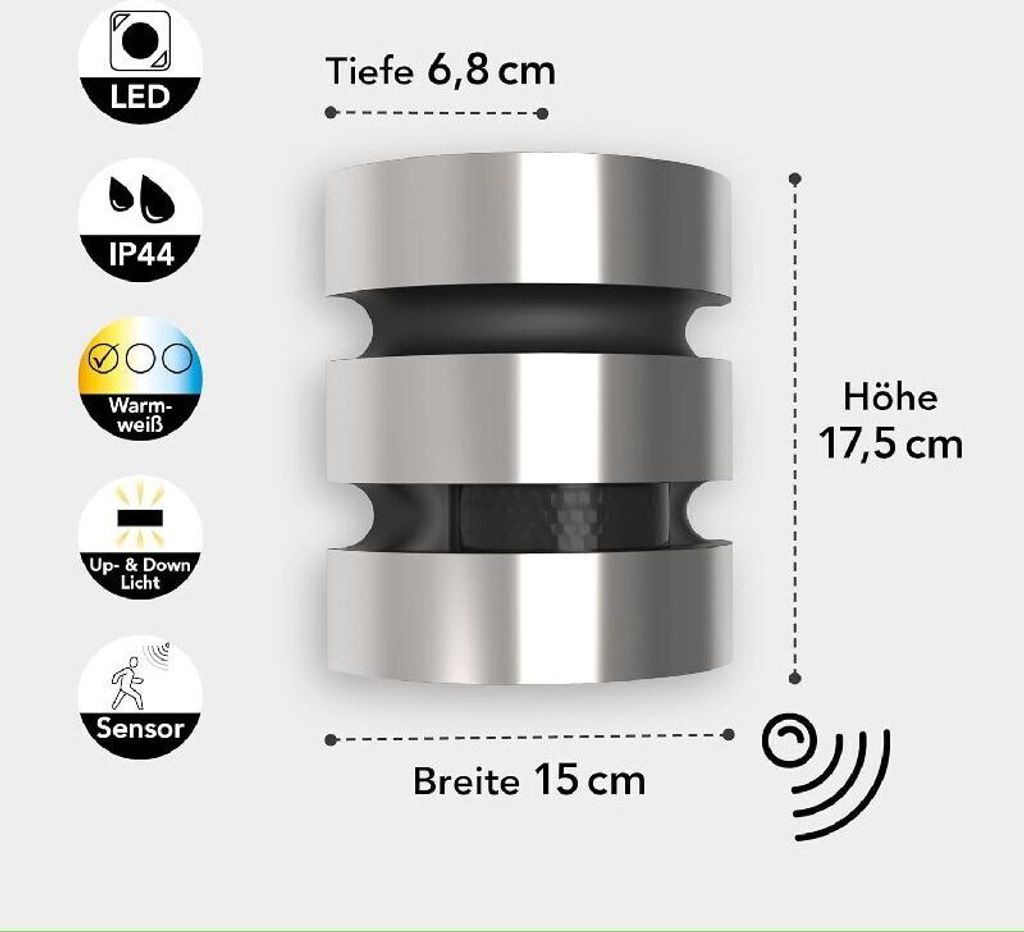 Lutec LED Sensor-Außenleuchte Maya Up- & Downlight mit Produktbild 18