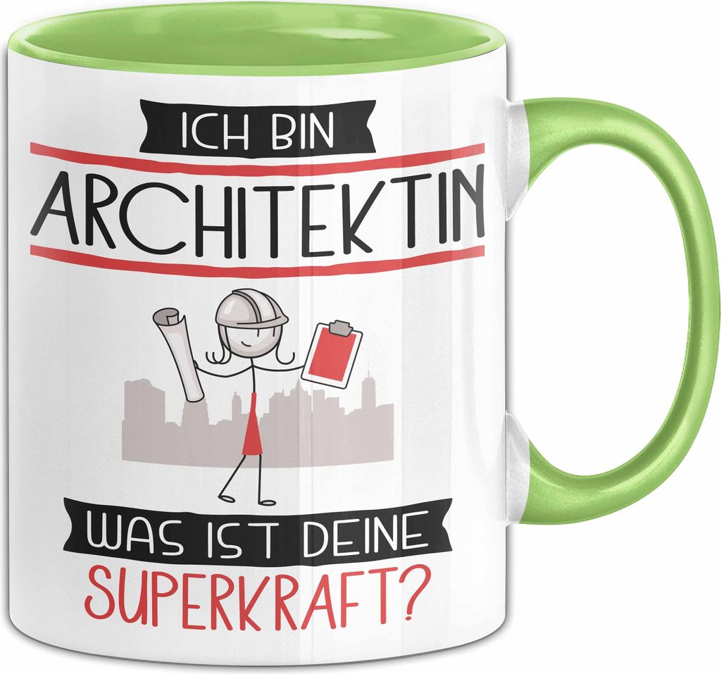 Architektin Geschenk Tasse Ich Bin Architektin Was Ist Deine Superkraft Geschenkidee Lustig Geburtstag Weihnachten (Grün)