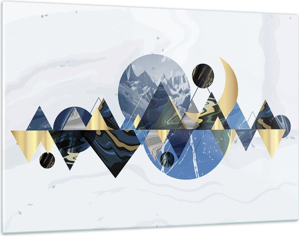 Bilder auf glas - Einteilig - Abstraktion Geometrisch Berge - 120x80cm - Glasbilder - Wandbilder - Bilder - Wanddekoration aus Glas - Glas Bilder -...