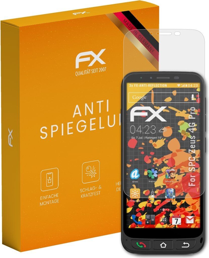 atFoliX FX-Antireflex 3x Schutzfolie kompatibel mit SPC Zeus 4G Pro Displayfolie