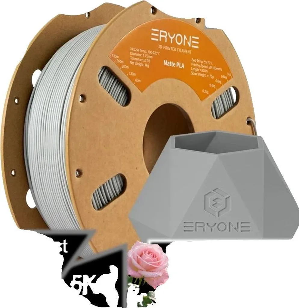 Filamento per stampa 3D, PLA biodegradabile, precisione 1,75 mm di diametro, grigio 5 kg