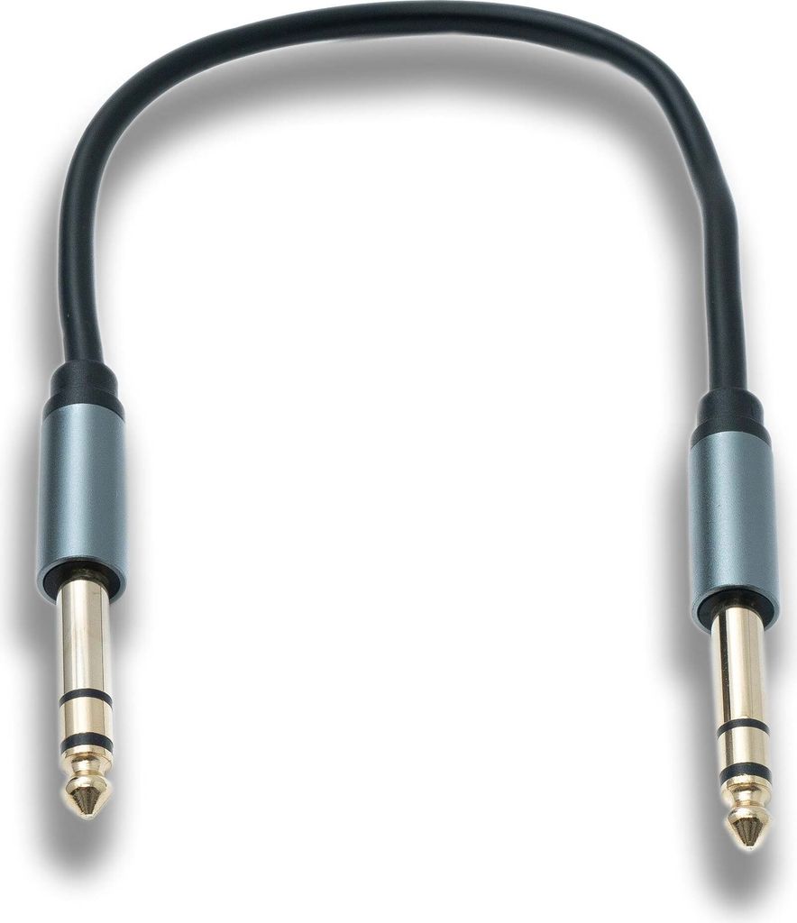 SYSTEM-S Audio Klinke Kabel 30 cm AUX 6,35 mm 3 polig TRS Stecker zu Stecker Adapter