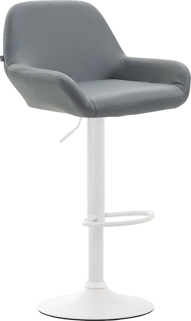Barhocker Kunstleder - Hocker - 360° drehbarer Sitz, höhenverstellbar | Farbe: Grau | Grundfarbe: weiß