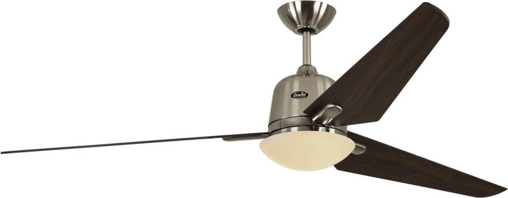 Energiespar Deckenventilator mit Beleuchtung und Fernbedienung Eco Aviatos 162 cm Chrom gebürstet / Nussbaum