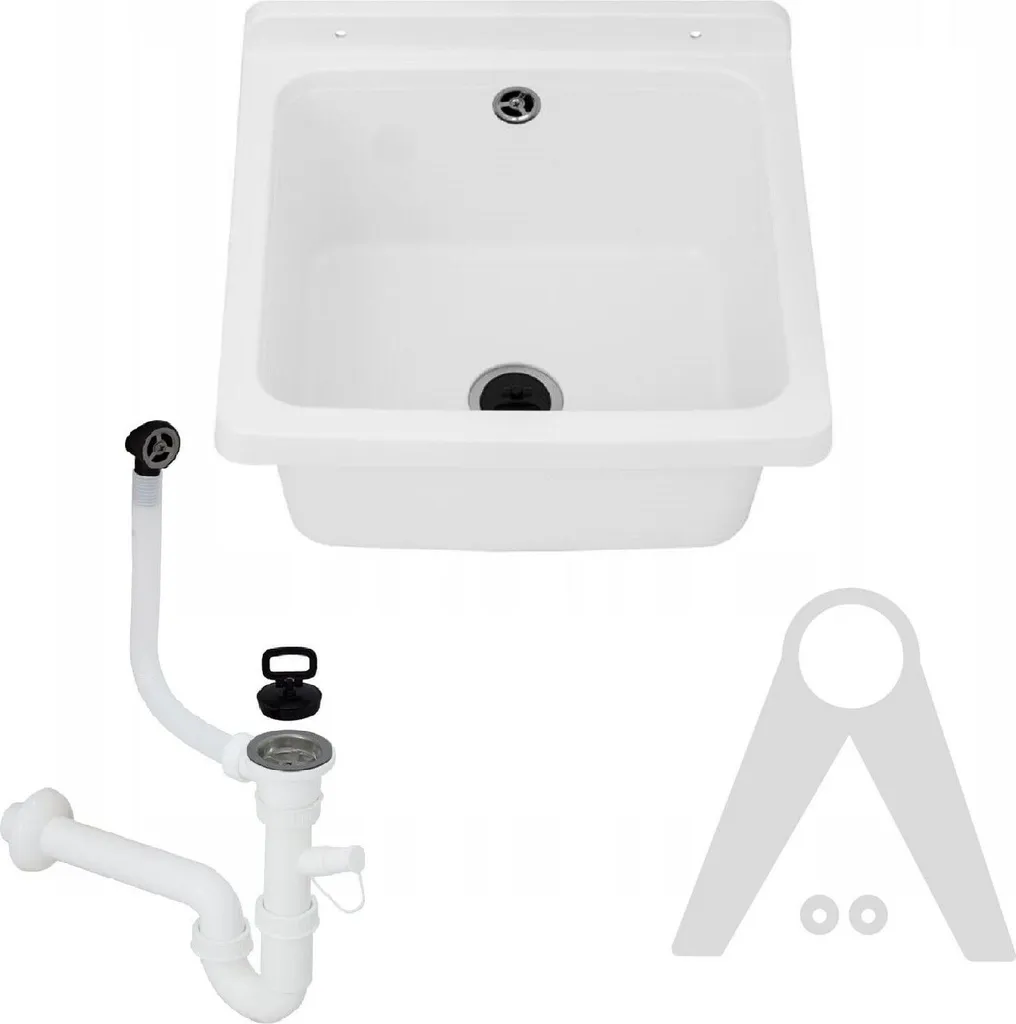 Lavandino da Esterno Pilozzo a Muro in Resina 50x34 Grigio Figo