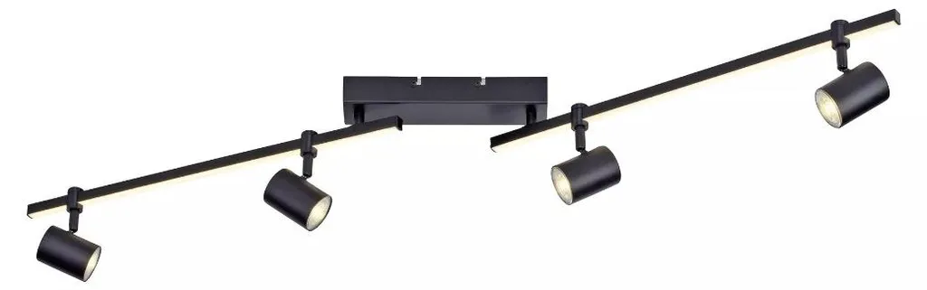 Éclairage salon et cuisine : Plafonnier noir 4 spots GU10 et LED 10W