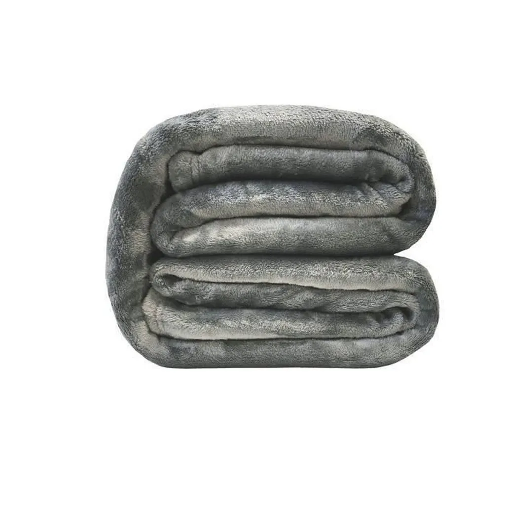 Couverture microflanelle TOISON D'OR 220x240 cm gris anthracite luxe - 2