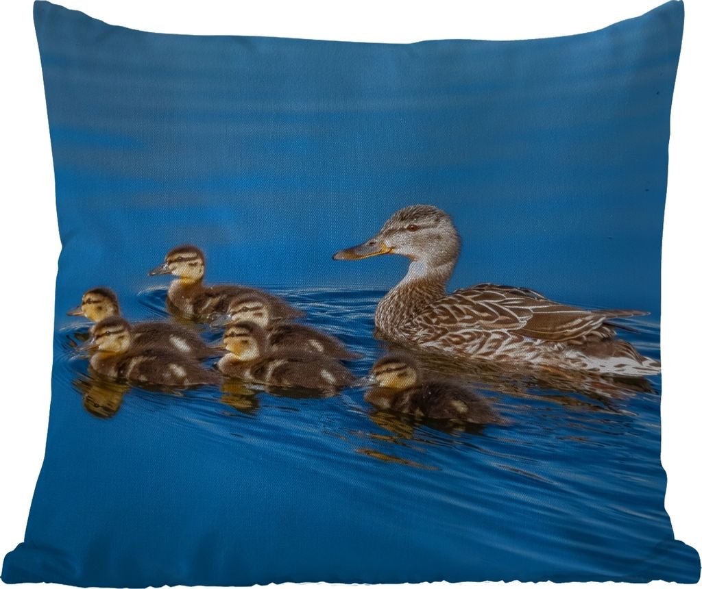 MuchoWow Outdoor Kissen - Ente - Wasser - Vogel - Braun - 50x50 cm - Wetterfest - Lounge Kissen - Komfortabel - Kissen mit Bild