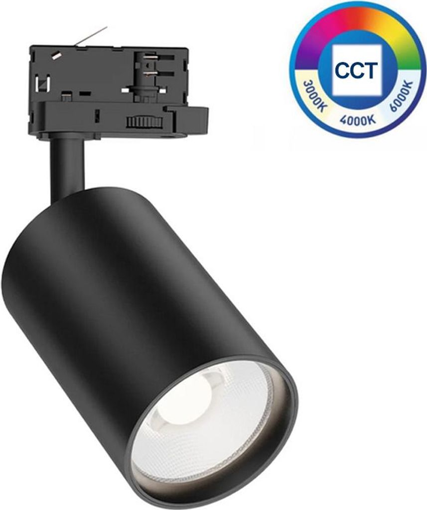 30W CCT LED Strahler Spot-leuchte für 3-Phasen Schienensystem 3000K 4000K 6000K schwarz