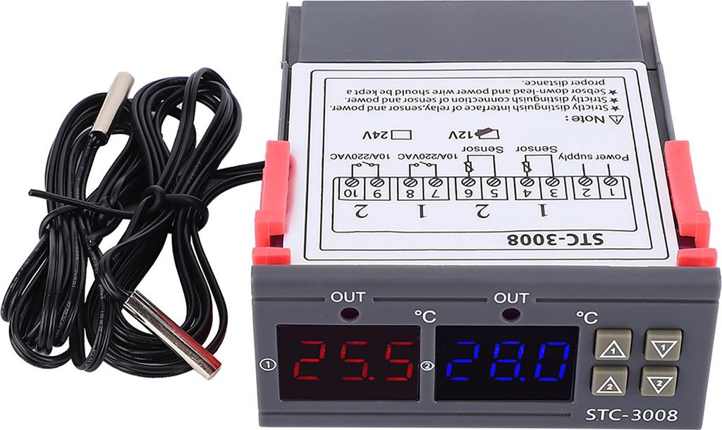 Digitaler intelligenter Thermostat-Temperaturregler mit zwei NTC-Schaltern (12 V)