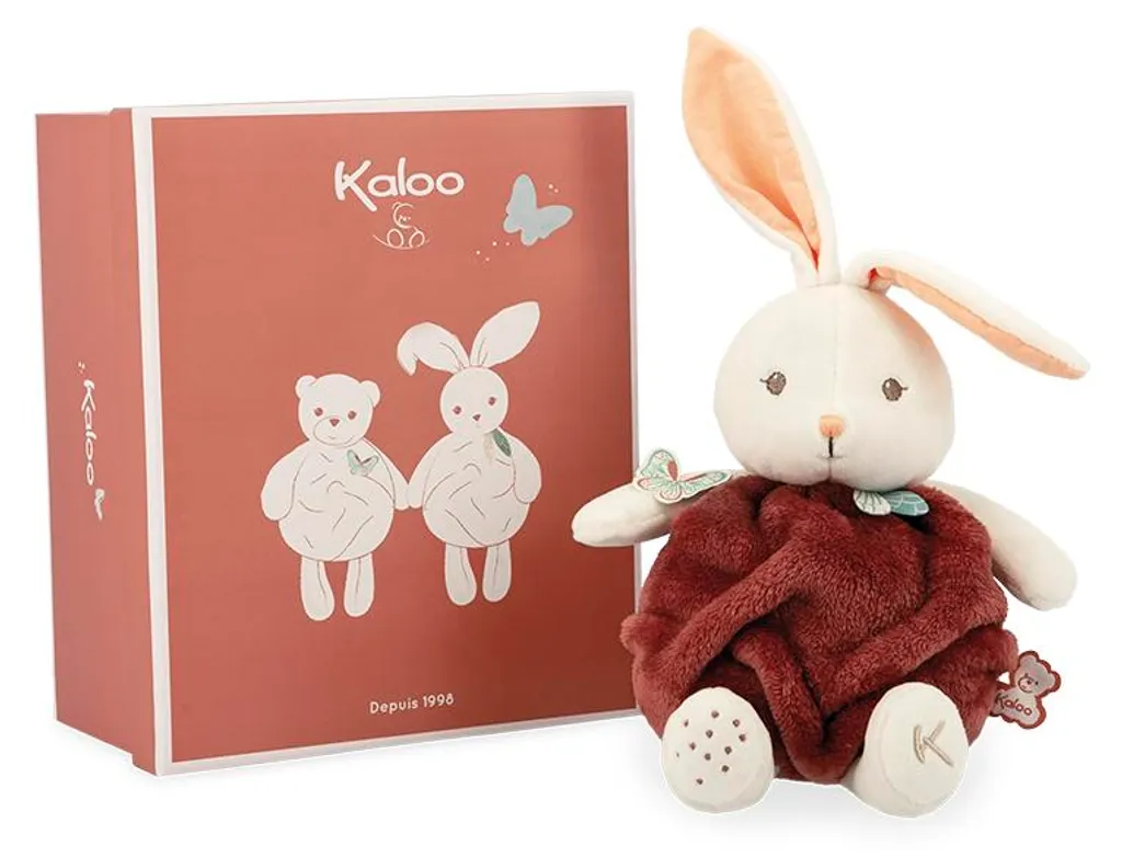Peluche lapin Kaloo 23 cm rouge anti-perte, le doudou parfait
