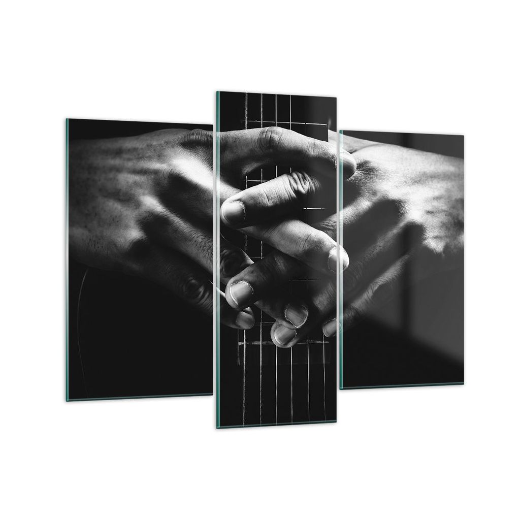 Bilder auf glas - 3 Teile - Gitarre Musiker Musik - 130x100cm - Glasbilder - Wandbilder - Bilder - zum Aufhängen bereit - Wanddekoration aus Glas ...