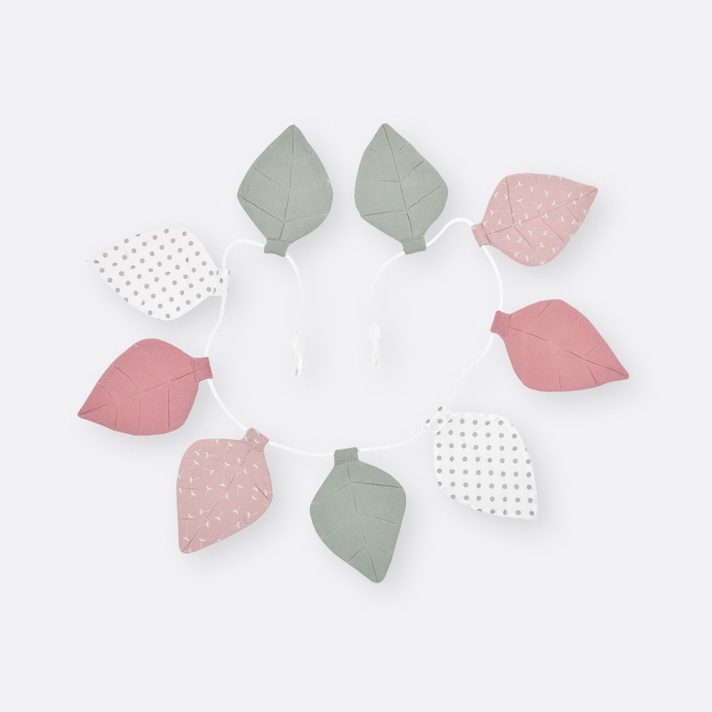 KraftKids Wimpelkette Musselin rosa mint graue Punkte auf Weiß