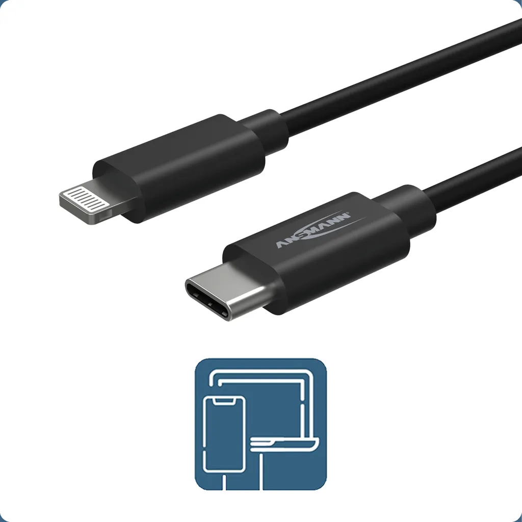 Câble Lightning USB-C ANSMANN 1700-0107 Robuste et Long de 2 Mètres - 5