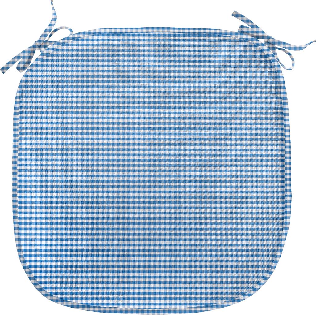 ABAKUHAUS Kariert Polster für Esszimmerstühle, Gingham Monochrome, Dekoratives wasserfestes Kissen mit Riemen für Küchensitze, 40 cm x 40 cm, B...