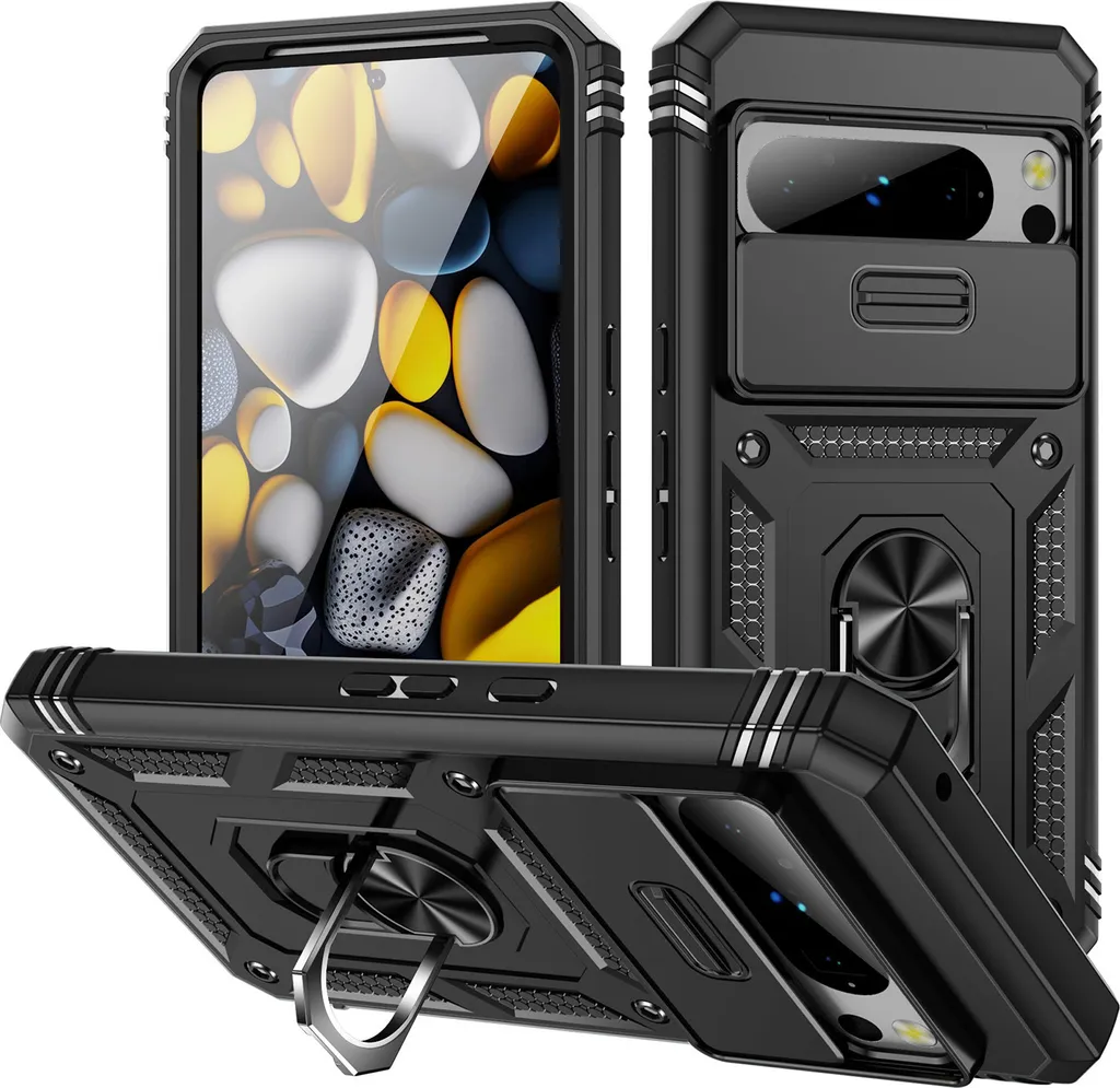 Custodia Nera Pixel 8 Protezione Camera e Magnete Auto Integrato
