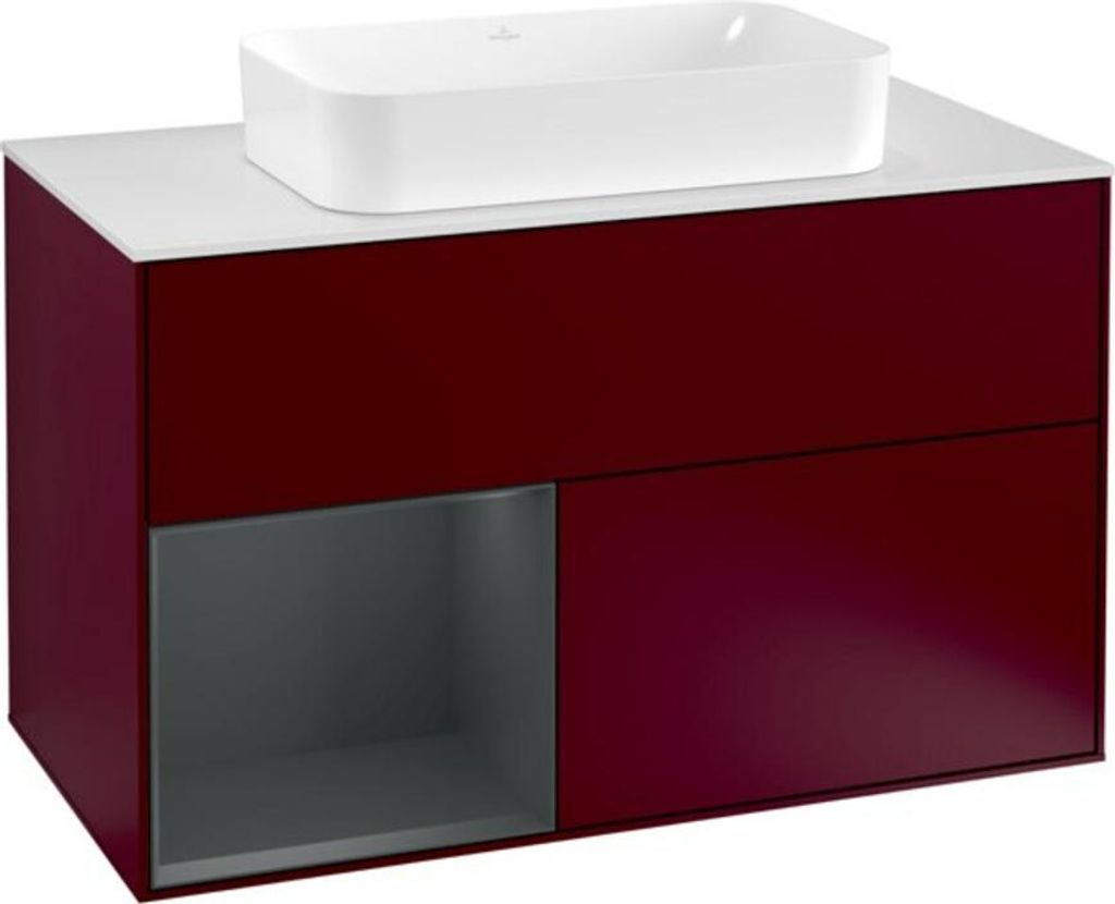 V&B Waschtischunterschrank Abdeckplatte wh. m Finion 100x60,3cm, Reg li md bl. m Lac, Peo m