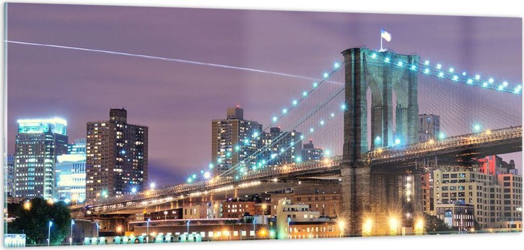 Bilder auf glas - Metropole Fluss Brücke Geschichte - 100x40cm - Glasbilder - Wandbilder - Kunstdruck - Wanddekoration aus Glas - Glas Bilder - Wa...