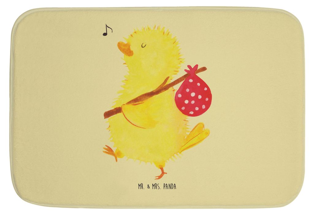 Mr. & Mrs. Panda Badezimmerteppich Küken Wander - Gelb Pastell - Geschenk, Wunder, Zeit, Ei, Frohe Ostern, Ostergrüße, duschmatte, Badvorleger, ...