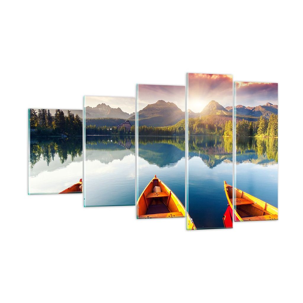 Bilder auf glas - See Natur - 100x60cm - Glasbilder - Wandbilder - Bilder - Kunstdruck - zum Aufhängen bereit - Wanddekoration aus Glas - Glas Bil...