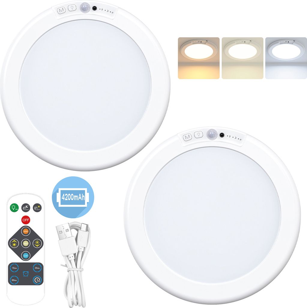 2 szt. lampa sufitowa bateria czujnik ruchu wewnętrzny, Zdjęcie produktu 