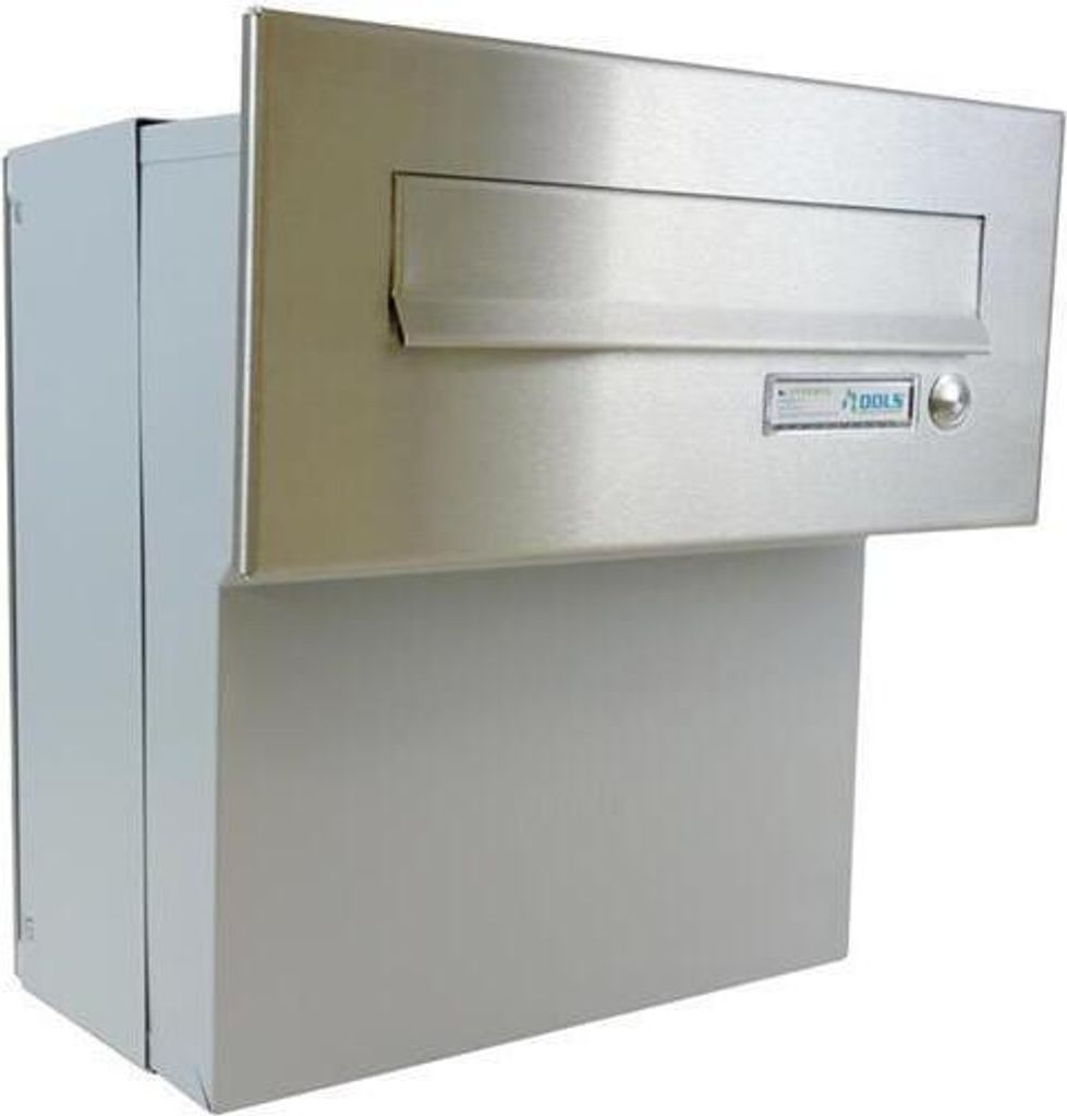 F-04 Edelstahl Durchwurfbriefkasten mit Klingel und Namensschild