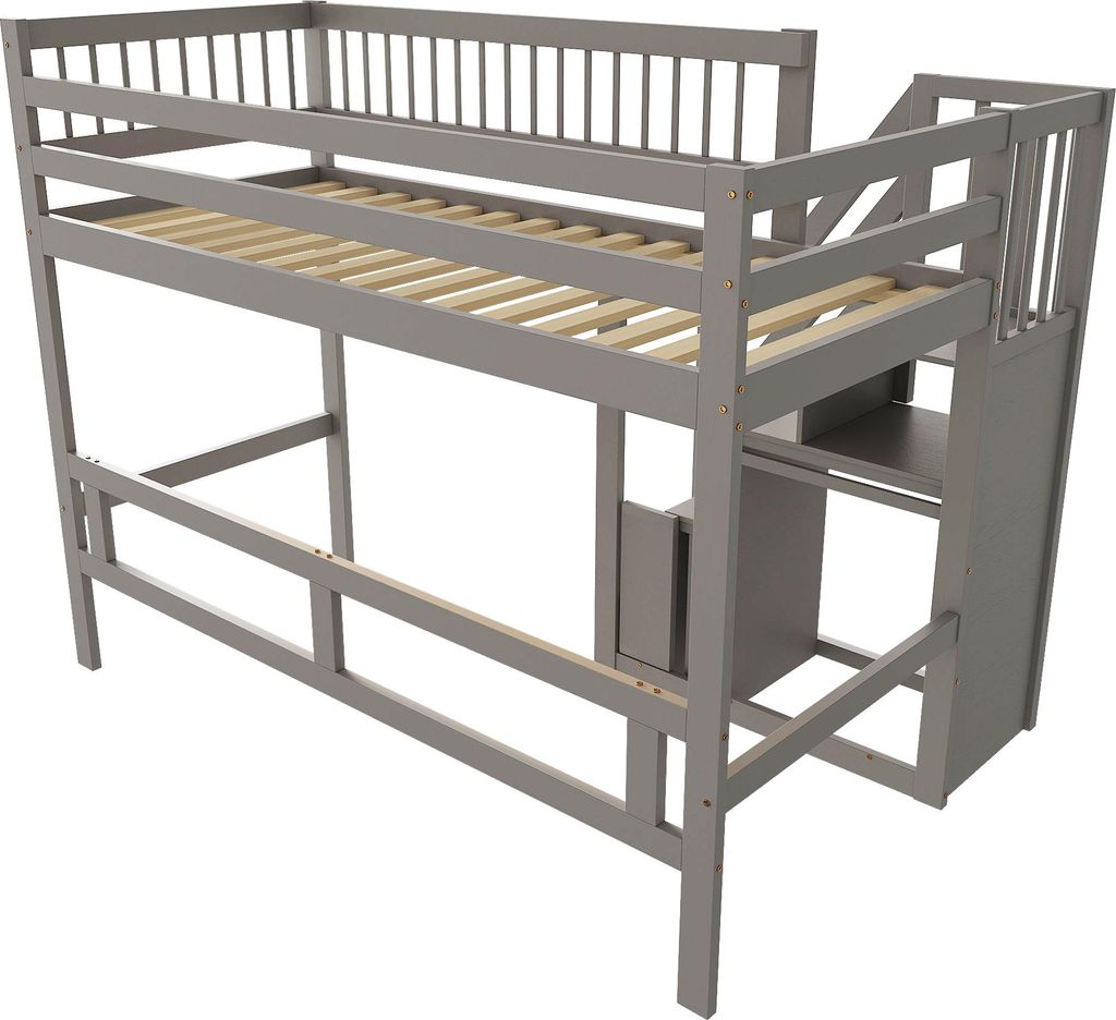 Łóżko z litego drewna Sweiko 90x200, schody z szafką, łóżko Zdjęcie produktu 