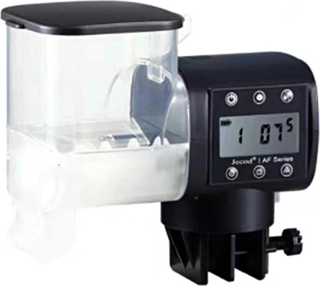 Aquarium Futterautomat - AF250 250 ml - Programmierbare Zeitschaltuhr - Einstellbare Futtermenge 50–100 g - 3 Stufen - Grün
