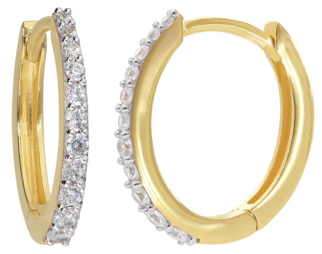 trendor 21653 Damen-Ohrringe Gold 333/8K Klapp-Creolen mit Zirkonia