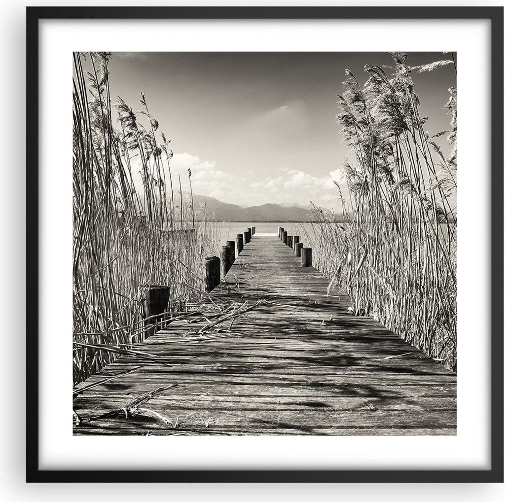 Gerahmtes Poster - Schwarzer Rahmen - Brücke Pier Sepia - Produktbild 