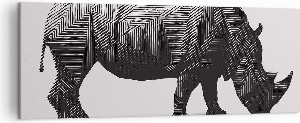 Bild auf Leinwand - Leinwandbild - Nashorn Tier Afrika Safari - 140x50cm - Wand Bild - Wanddeko - Leinwanddruck - Bilder - Kunstdruck - Wanddekorat...