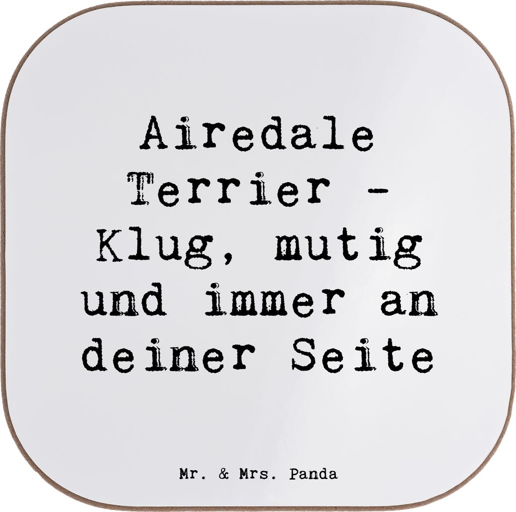 Mr. & Mrs. Panda Untersetzer für Gläser Spruch Airedale Terrier - Weiß - Geschenk, robuste Hunderasse, Tischschoner, Tasse, Wachhund, inspiriere...