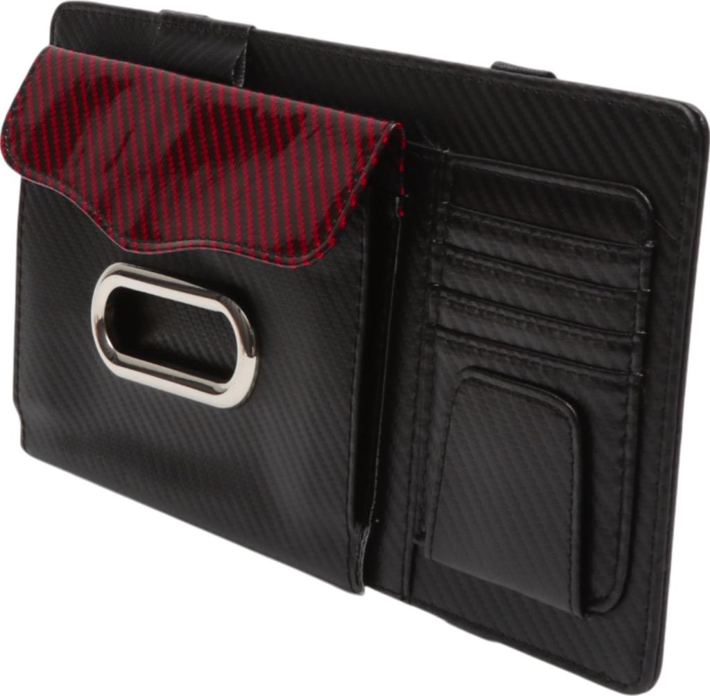 Auto Sonnenbrillenetui Universelle Sonnenblende Sonnenbrillenhalter Für Auto Kunstleder Schwarz Rot 31.5x15.7CM 1 Stück