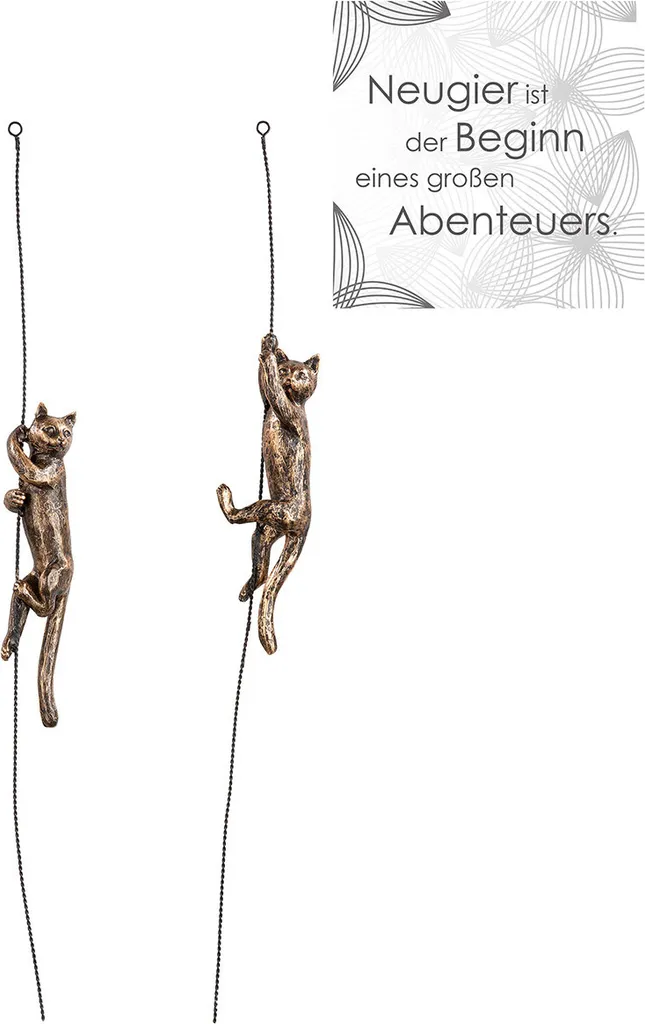 Décoration de Salon : Grand Chat Statuette Gilde 54cm Bronze Set de 2