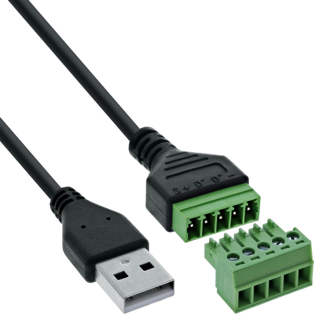 InLine USB-A Stecker an Terminalblock, 5-polig, mit Kabel