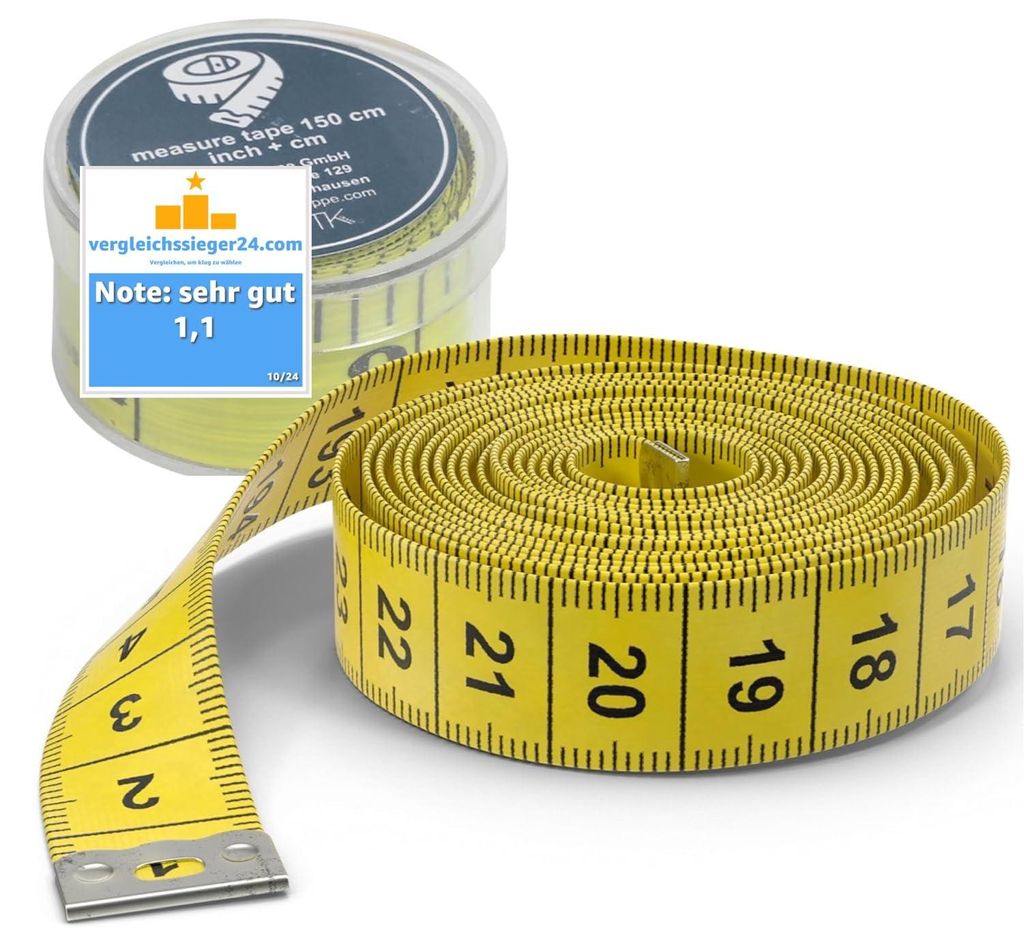 5x Massband 2 in 1 - Maßband cm + INCH Schneidermaßband 150 cm, Doppelseitig - cm und inch