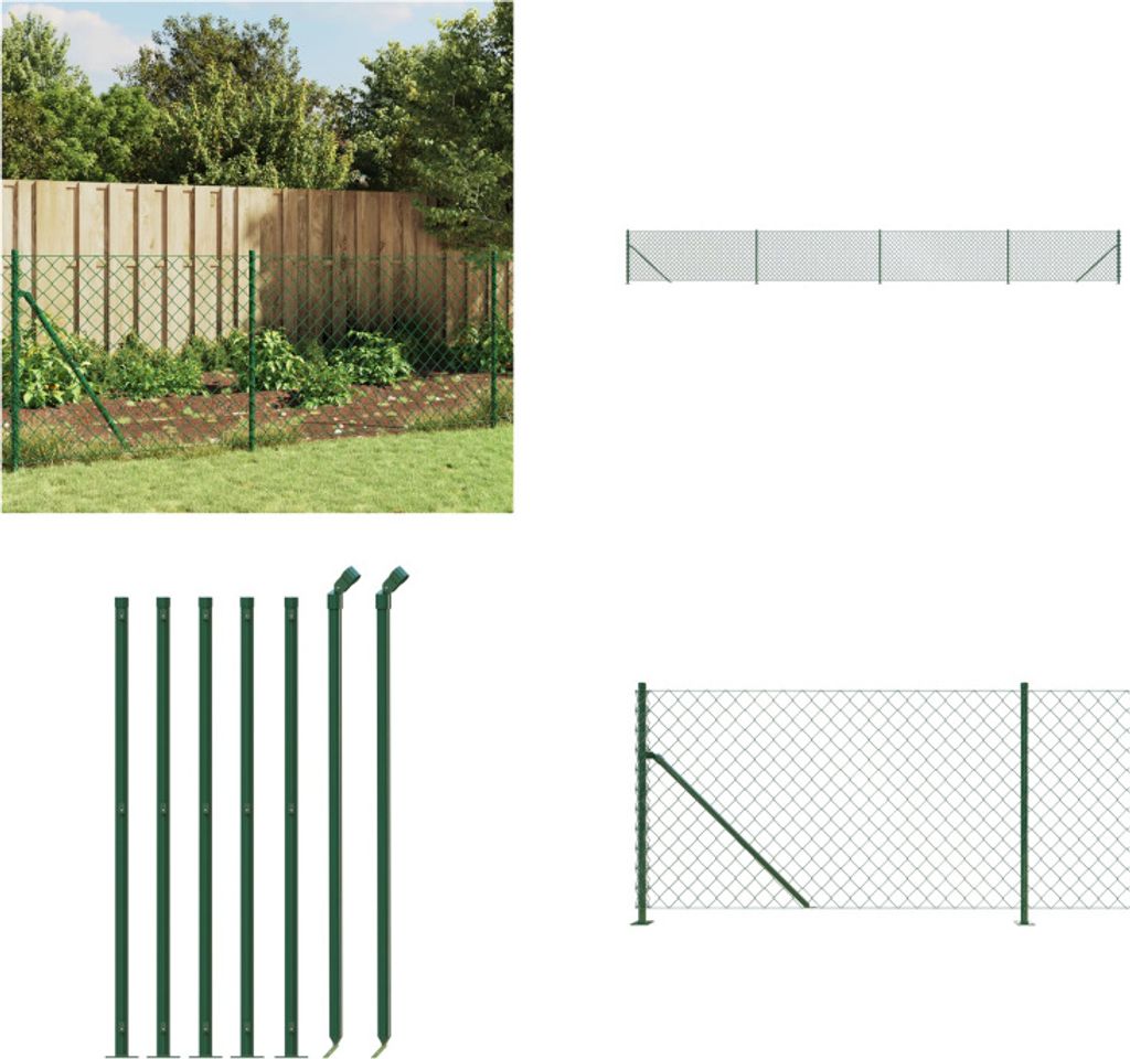 vidaXL Maschendrahtzaun mit Bodenflansch Grün 0,8x10 m - Maschendrahtzaun - Maschendrahtzäune - Maschendraht - Gartenzaun