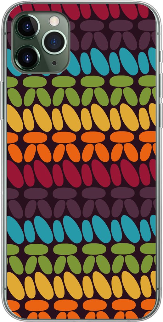 MuchoWow Handyhülle Schutzhülle Hülle für Telefoonhoesje iPhone 11 Pro Max Häkelmuster - Retro - Regenbogen Silikon Softcase Handy Hülle - ...