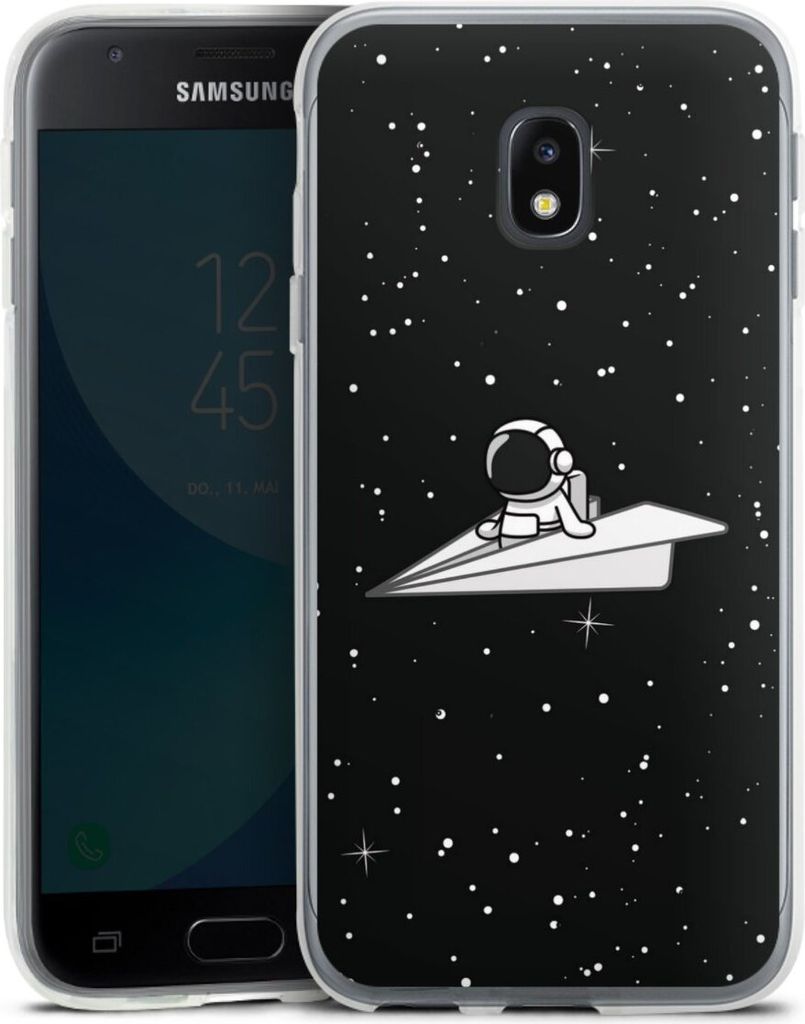 DeinDesign Handyhülle für Samsung Galaxy J3 Duos (2017) Silikon Hülle Case Smartphone Schutzhülle Astronaut Comic Papier