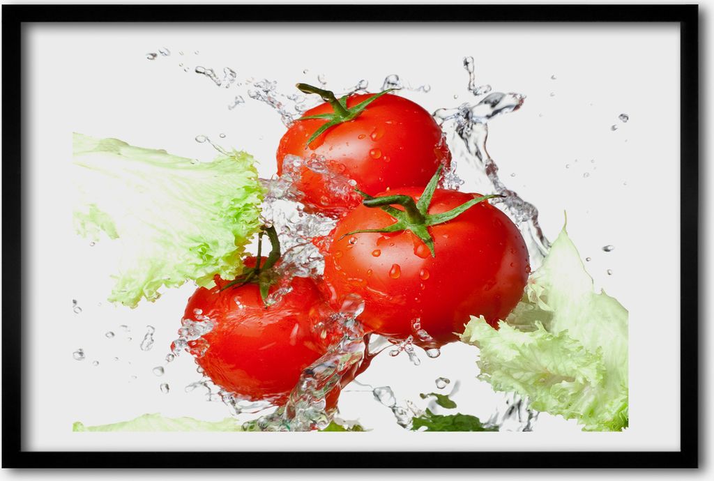 Bild 60x40 MDF-Rahmen, Wandkunst Tomaten und Salat