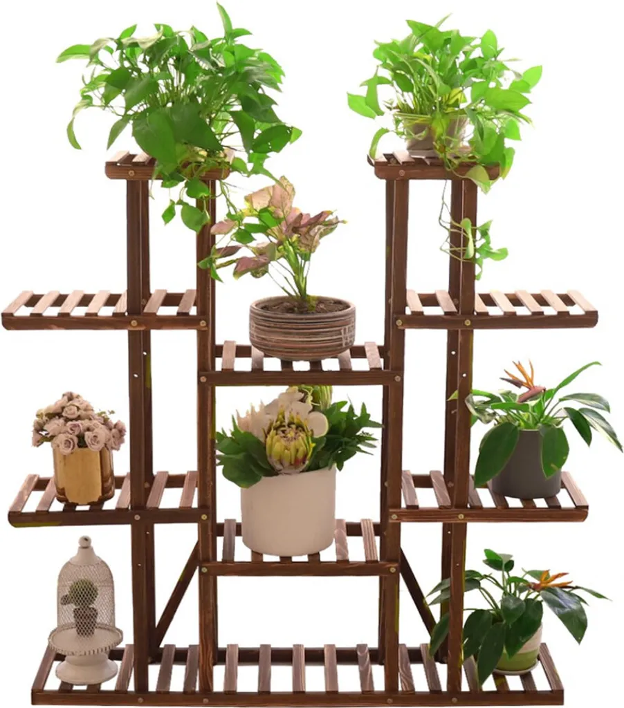 WISFOR Étagère à fleurs en bois extra grande à 11 niveaux 115x25x116cm
