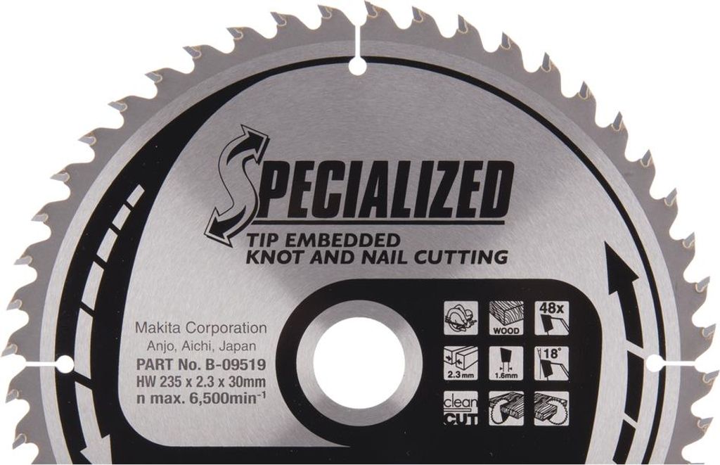 Makita Kreissägeblatt, Eingebettete Schneide 235 x 30 mm - 48 Zähne