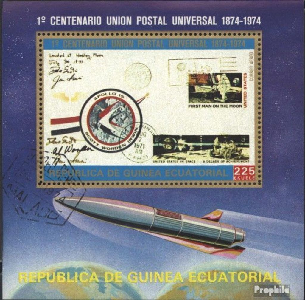 Briefmarken Äquatorialguinea 1974 Mi Block109 (kompl.Ausg.) gestempelt 100 Jahre Weltpostverein