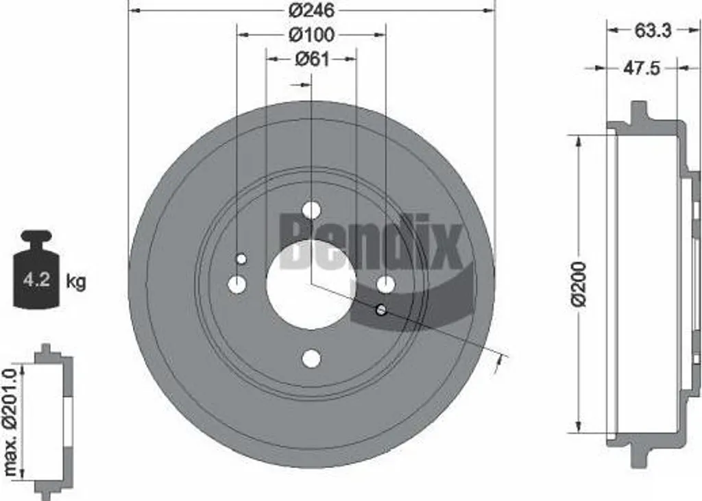 Tambour de Frein BDM1108 Anti-Vibration pour Civic OE 42610S5A000