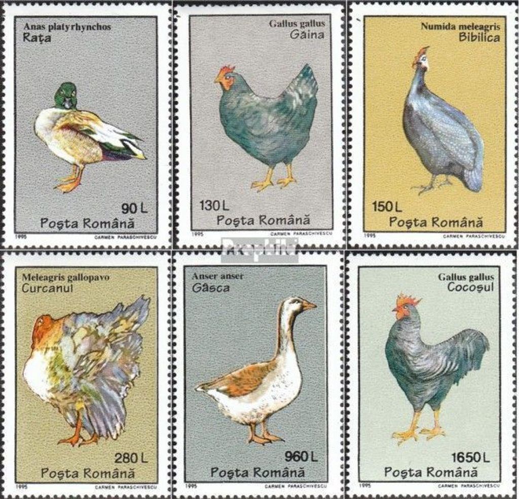 Briefmarken Rumänien 1995 Mi 5111-5116 (kompl.Ausg.) postfrisch Geflügel