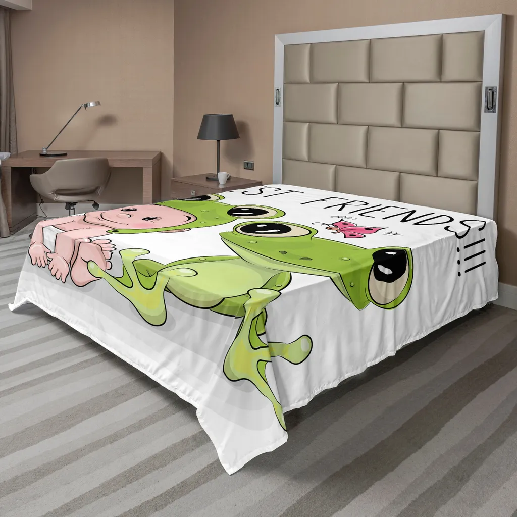 Lenzuolo Animali Rana ABAKUHAUS 266x260 - Design Moderno Crema Verde