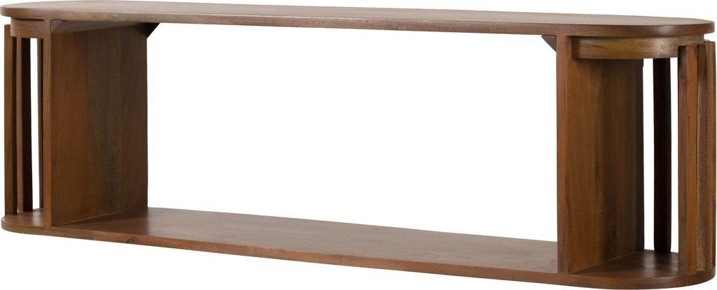MASSIVMOEBEL24 Wandregal Akazie 120x25x35 natur lackiert MADRID #98