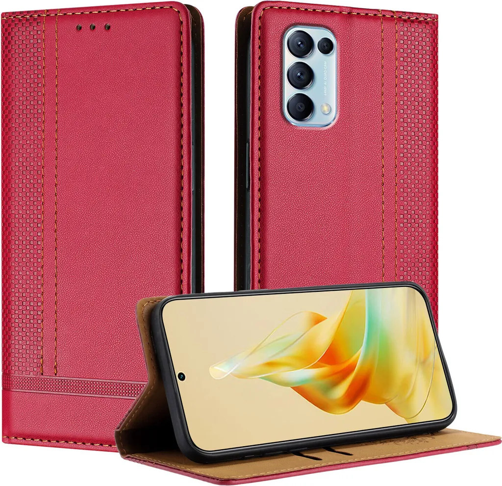Cover a Libro OPPO Find X3 Lite Rossa | Stand e Porta Carte Integrato