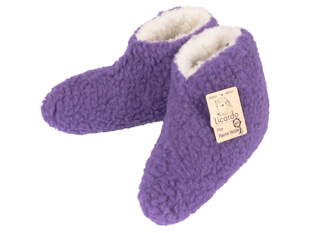 Bettschuhe Bettsocken Wolle lila lila